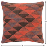 handmade Traditional Pillow Red Brown Hand-Woven SQUARE 100% WOOL Hand woven turkish pillow2' x 2'
